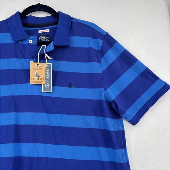 Joules Filbert Polo Shirt Mens Size US L Blue Stripe Cotton Classic Fit UK XL - Picture 6 of 15